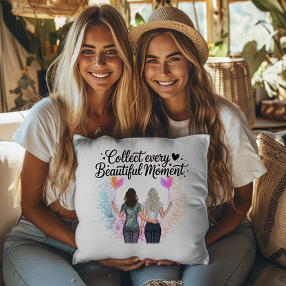 Kissen Mit Namen für Cousine Collect Every Beautiful Moment mit 2 Clipart-Frauen
