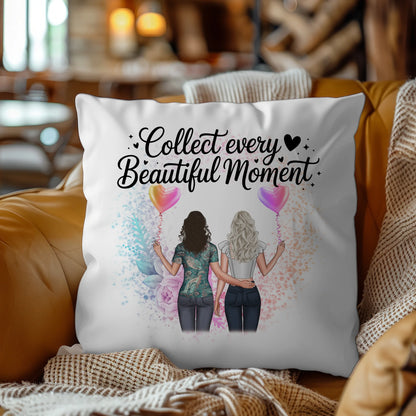 Kissen Mit Namen für Cousine Collect Every Beautiful Moment mit 2 Clipart-Frauen