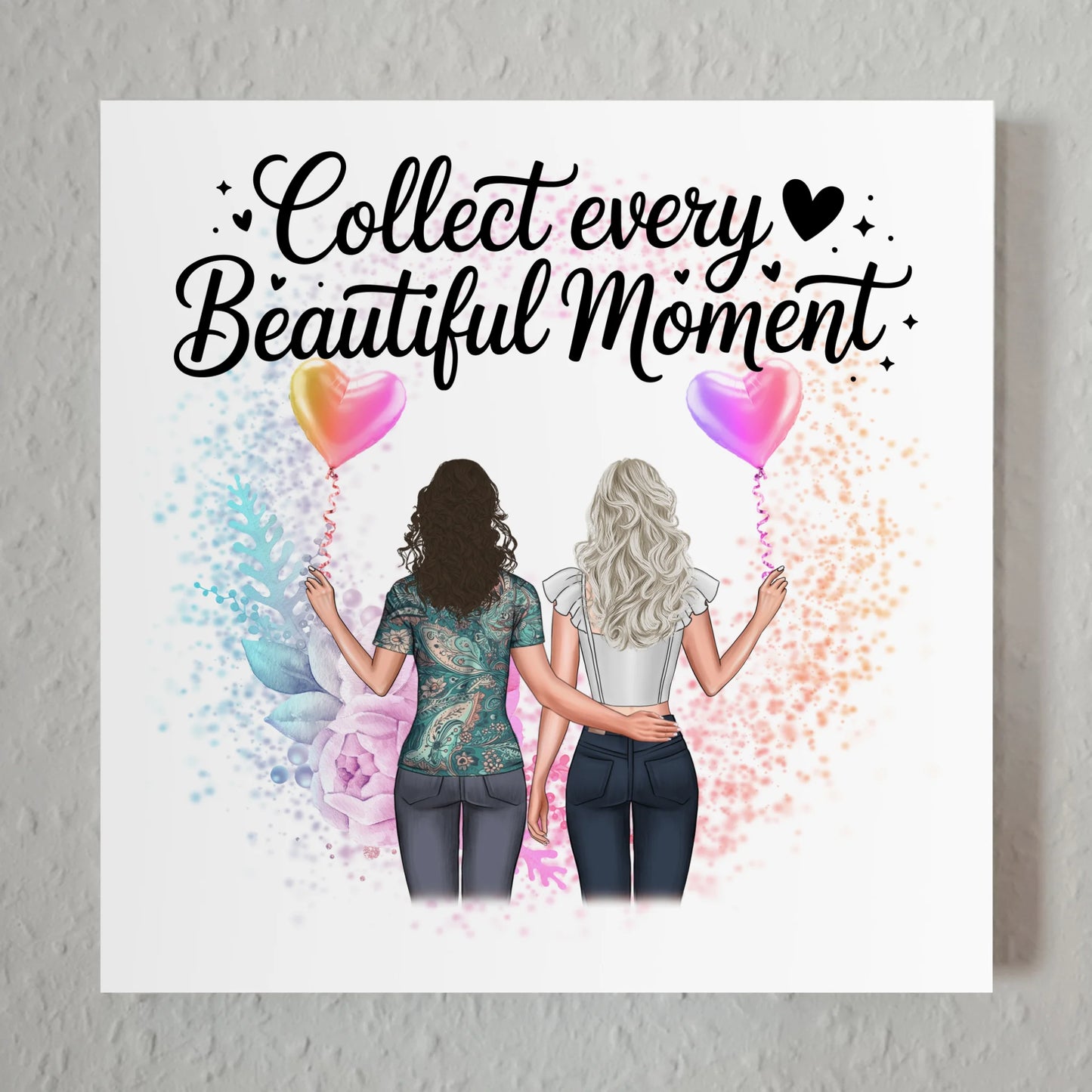 Fotoboard Poster Magnetisch personalisiert mit 2 Clipart Frauen, Namen & Wunschtext