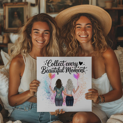 Fotoboard Poster Magnetisch personalisiert mit 2 Clipart Frauen, Namen & Wunschtext