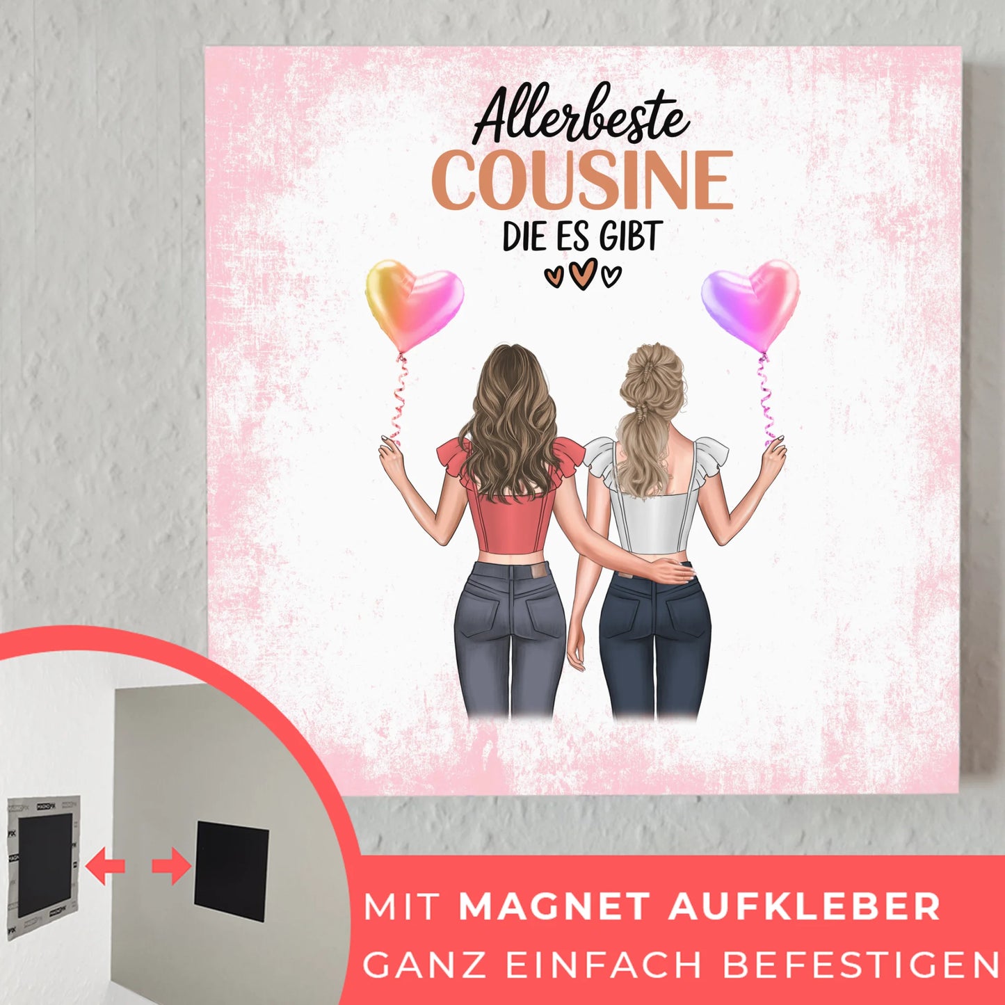Magnetposter Fotoboard Allerbeste Cousine 2 Clipart Frauen, Namen & Wunschtext