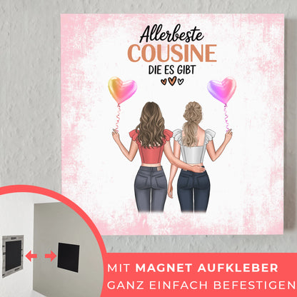 Magnetposter Fotoboard Allerbeste Cousine 2 Clipart Frauen, Namen & Wunschtext