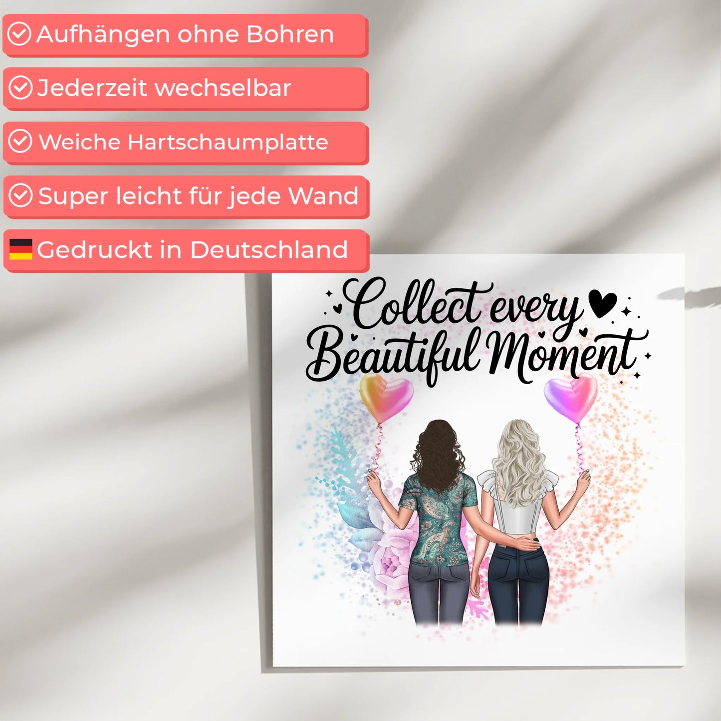 Fotoboard Poster Magnetisch personalisiert mit 2 Clipart Frauen, Namen & Wunschtext