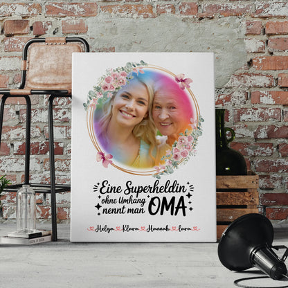 Leinwand Wandbild Oma Lehrerin echte Heldin mit Foto & Namen