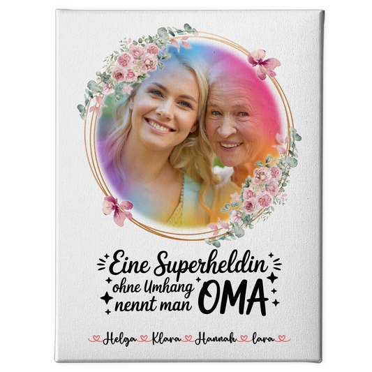 Leinwand Wandbild Oma Lehrerin echte Heldin mit Foto & Namen