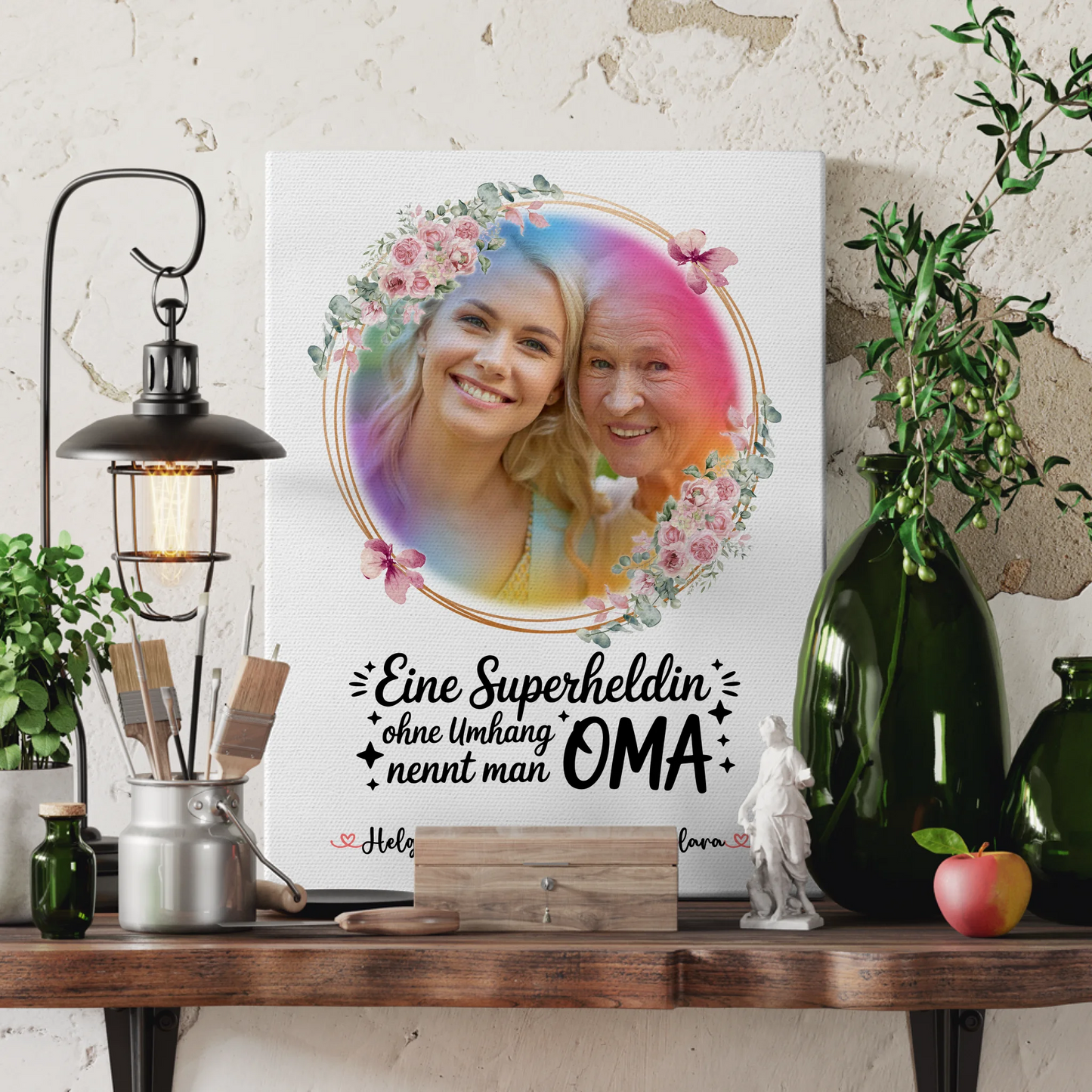 Leinwand Wandbild Oma Lehrerin echte Heldin mit Foto & Namen