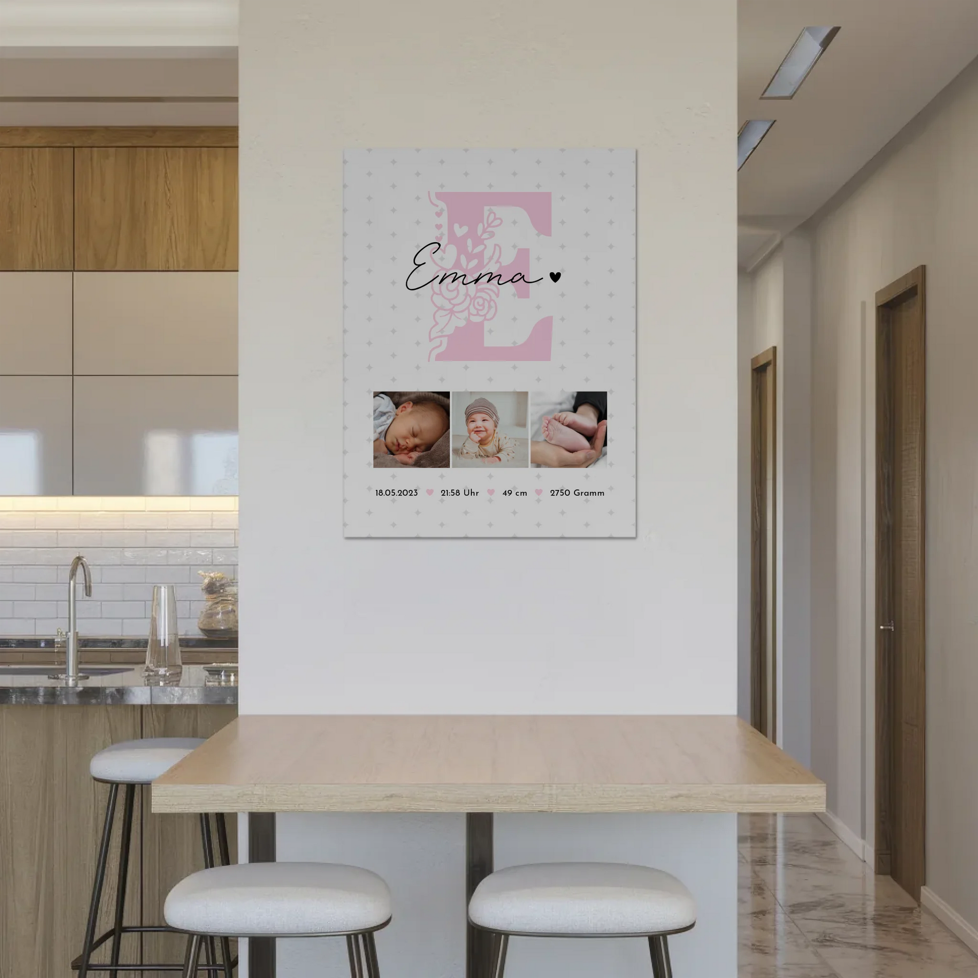 Magnetposter Fotoboard Geburt Baby Fotocollage mit Geburtsdaten Sternchen Muster 8