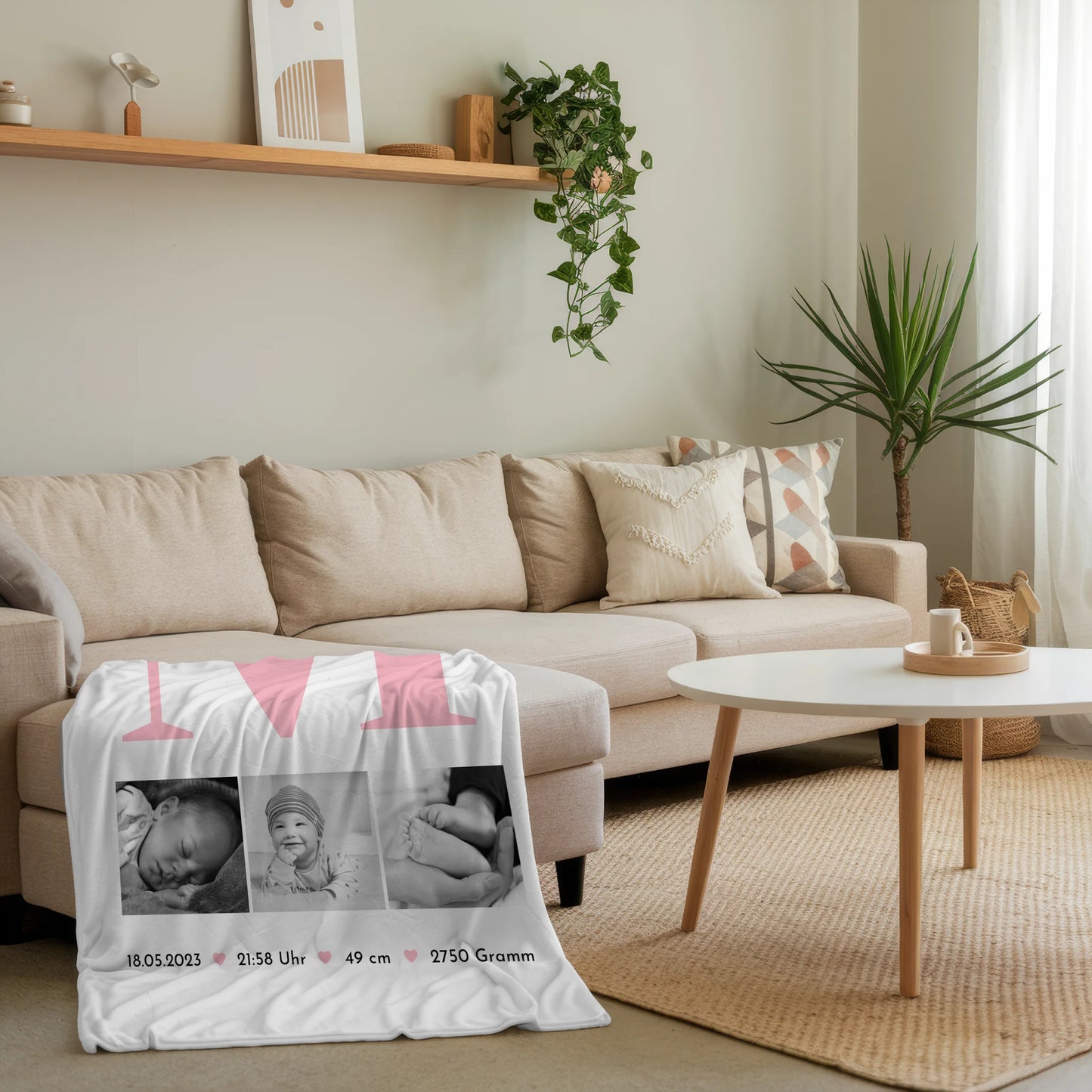 Krabbeldecke Mit Namen Und Geburtsdatum Baby 3 Fotos Geburtsdaten Black White 4