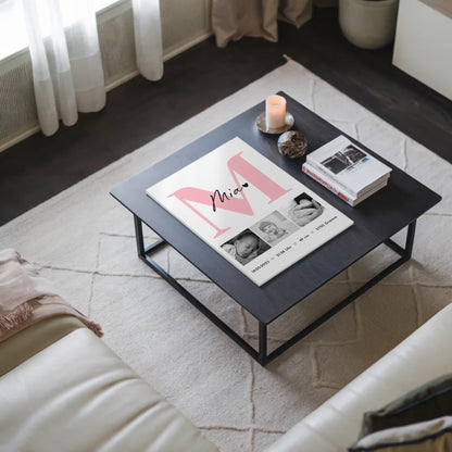 Magnetposter Fotoboard Geburt Baby 3 Fotos Geburtsdaten Black White 3