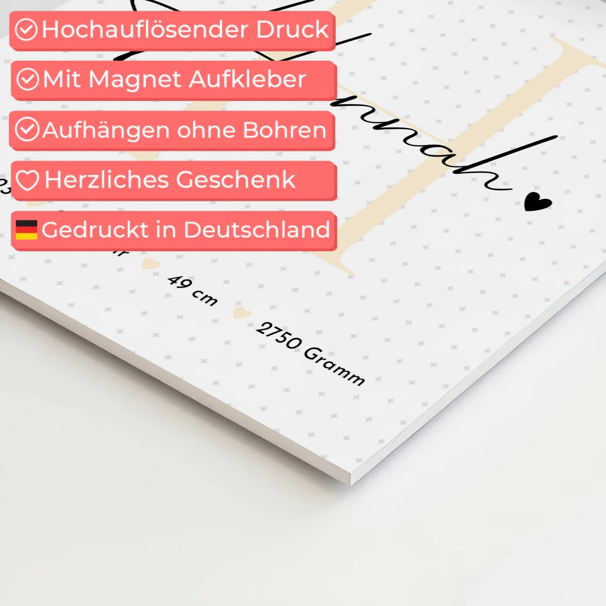 Magnetisches Fotoboard Poster zur Geburt - Baby-Fotocollage mit Geburtsdaten und Sternchenmuster 10