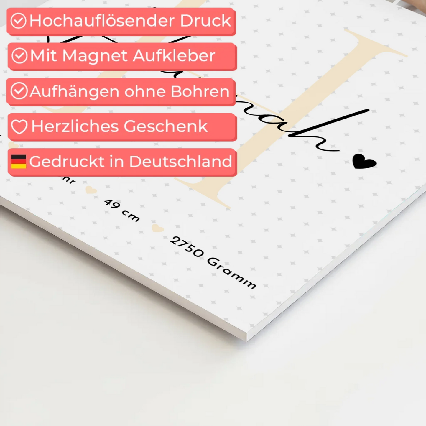 Magnetisches Fotoboard Poster zur Geburt - Baby-Fotocollage mit Geburtsdaten und Sternchenmuster