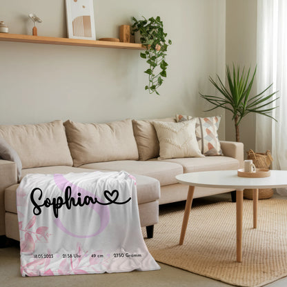 Babydecke zur Geburt mit Namen, Fotocollage & Geburtsdaten, Initial, Black & White Geschenk 4