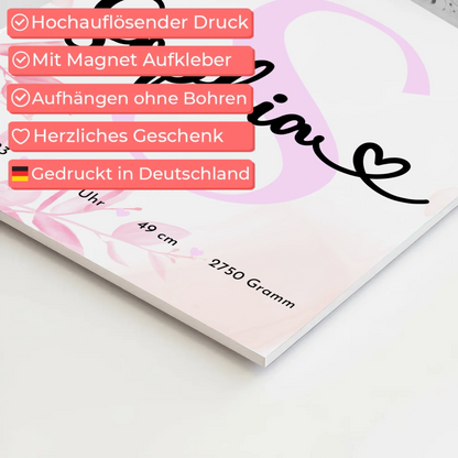 Magnetposter Fotoboard Baby-Fotocollage zur Geburt mit Geburtsdaten & Initial, Schwarz-Weiß 4