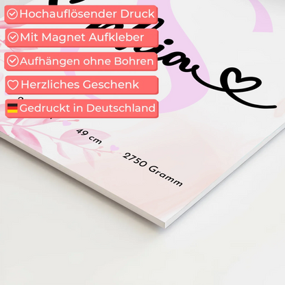 Magnetposter Fotoboard Baby-Fotocollage zur Geburt mit Geburtsdaten & Initial, Schwarz-Weiß