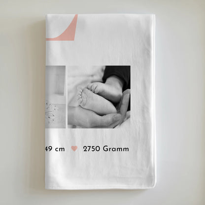 Babydecken Mit Namen zur Geburt Baby Fotocollage mit Geburtsdaten Black & White Design 6