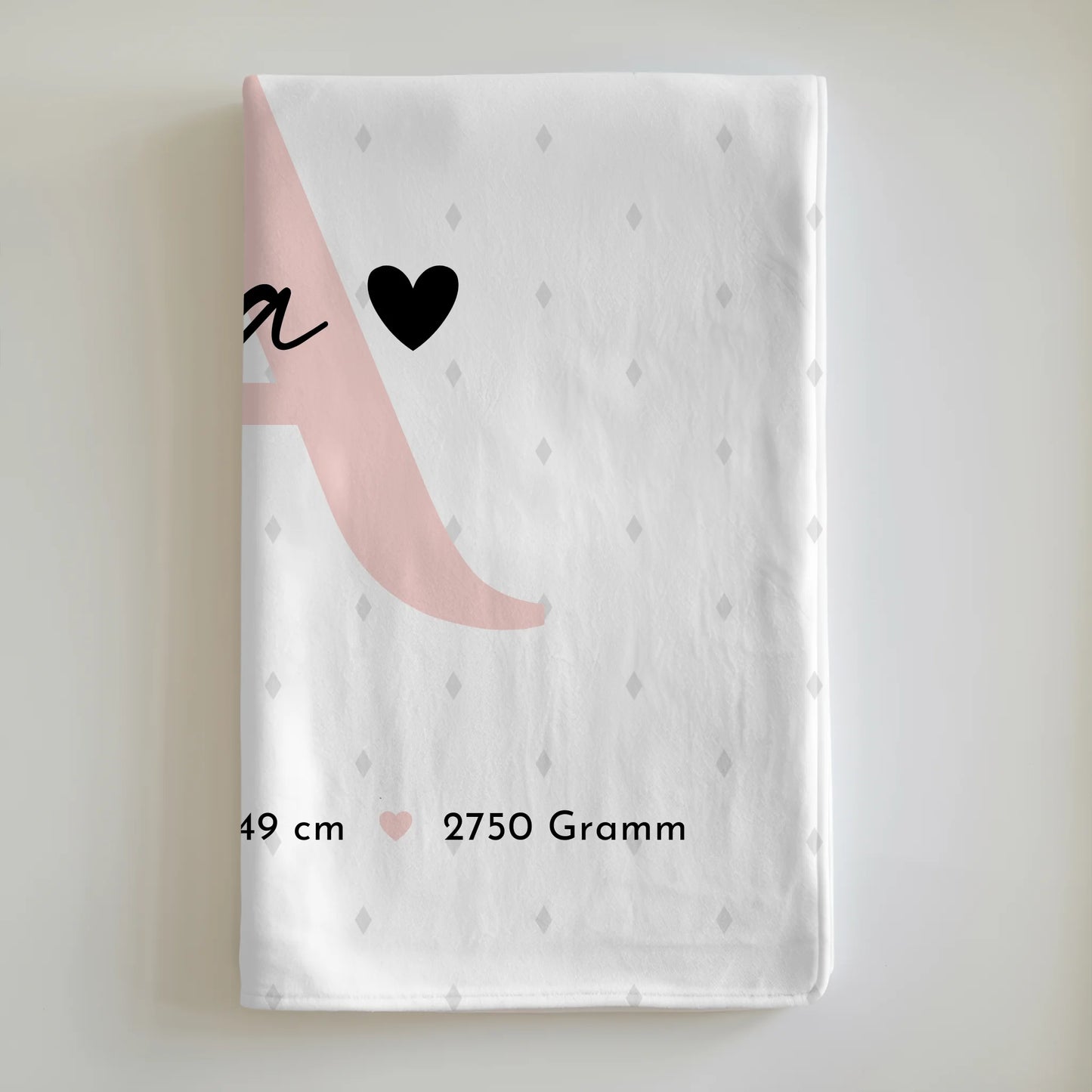 Babydecke Namen Geburt Baby mit 4 Fotos Geburtsdaten Rauten Muster personalisiert 6