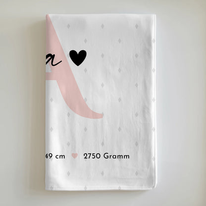 Babydecke Namen Geburt Baby mit 4 Fotos Geburtsdaten Rauten Muster personalisiert 6