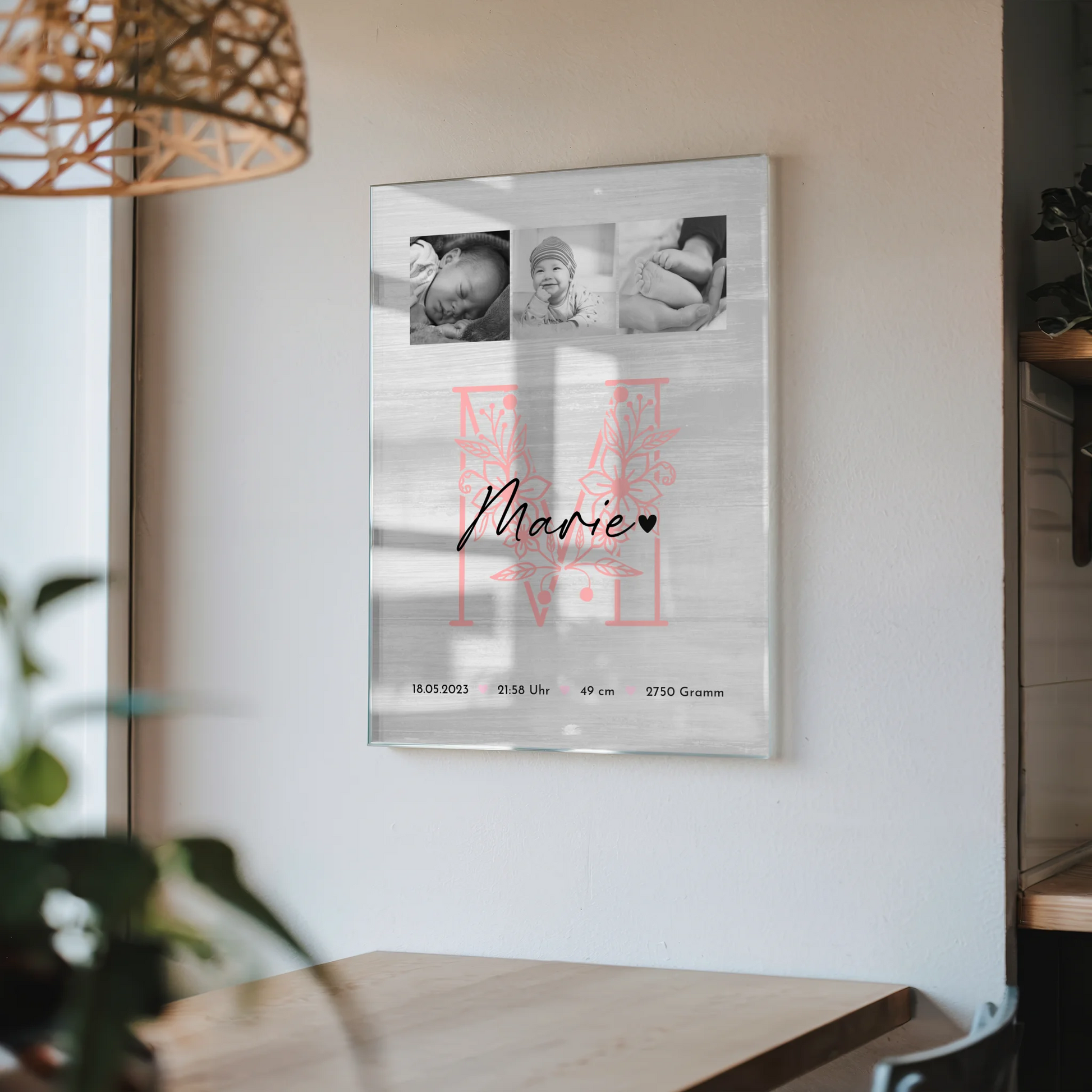 Foto Mit Acrylglas Geburt Baby Fotocollage Geburtsdaten Black White Poster 4