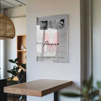 Foto Mit Acrylglas Geburt Baby Fotocollage Geburtsdaten Black White Poster 6