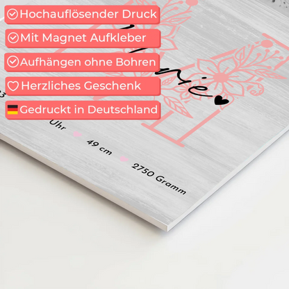 Fotoboard Magnet Wandbild Geburt Baby Fotocollage Geburtsdaten Black White 4