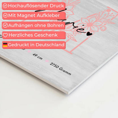 Fotoboard Magnet Wandbild Geburt Baby Fotocollage Geburtsdaten Black White 10