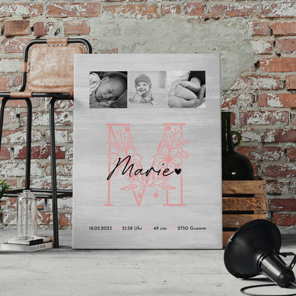 Fotocollage Großes Bild Aus Vielen Kleinen Geburt Baby Geburtsdaten Black White 4