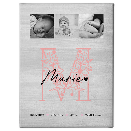 Fotocollage Großes Bild Aus Vielen Kleinen Geburt Baby Geburtsdaten Black White 1