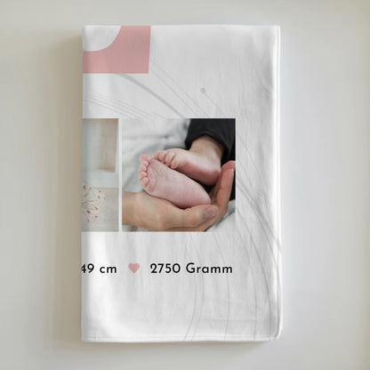 Babydecke Mit Namen Und Geburtsdatum Und Gewicht Fotocollage Geburt Initial Lines Elegance Muster 6