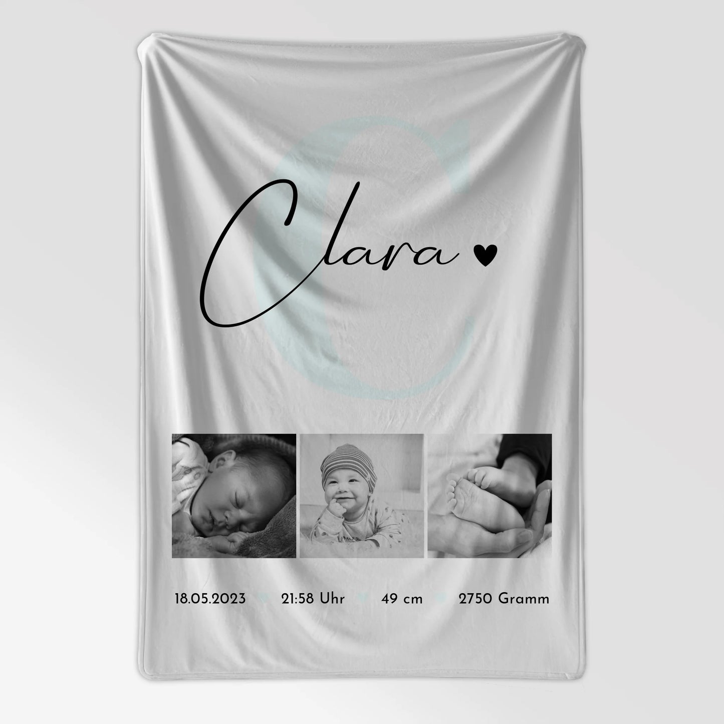 Personalisierte Babydecke Mit Namen Geburt Baby Geburtsdaten Fotos Black and White Design 7