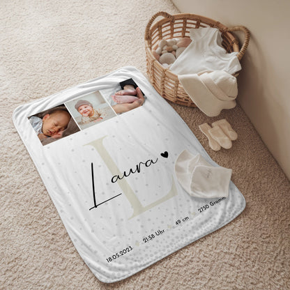 Decke Zur Geburt Mit Namen Baby Fotocollage Geburtsdaten Magic Rain Muster 2