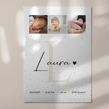 Magnetposter Fotoboard Geburt Baby Fotocollage Geburtsdaten Magic Rain Muster 7