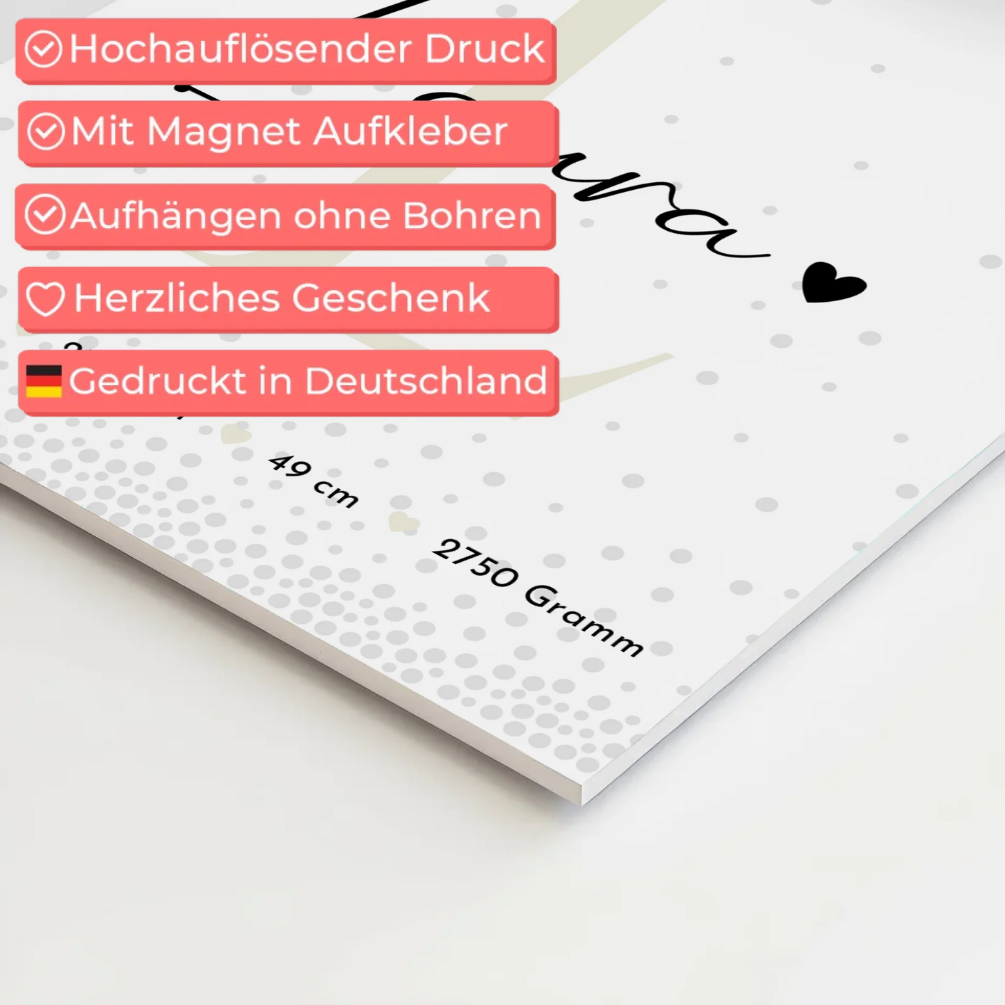 Magnetposter Fotoboard Geburt Baby Fotocollage Geburtsdaten Magic Rain Muster