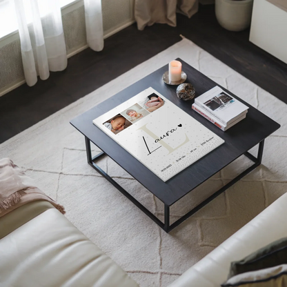 Magnetposter Fotoboard Geburt Baby Fotocollage Geburtsdaten Magic Rain Muster