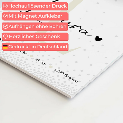 Magnetposter Fotoboard Geburt Baby Fotocollage Geburtsdaten Magic Rain Muster