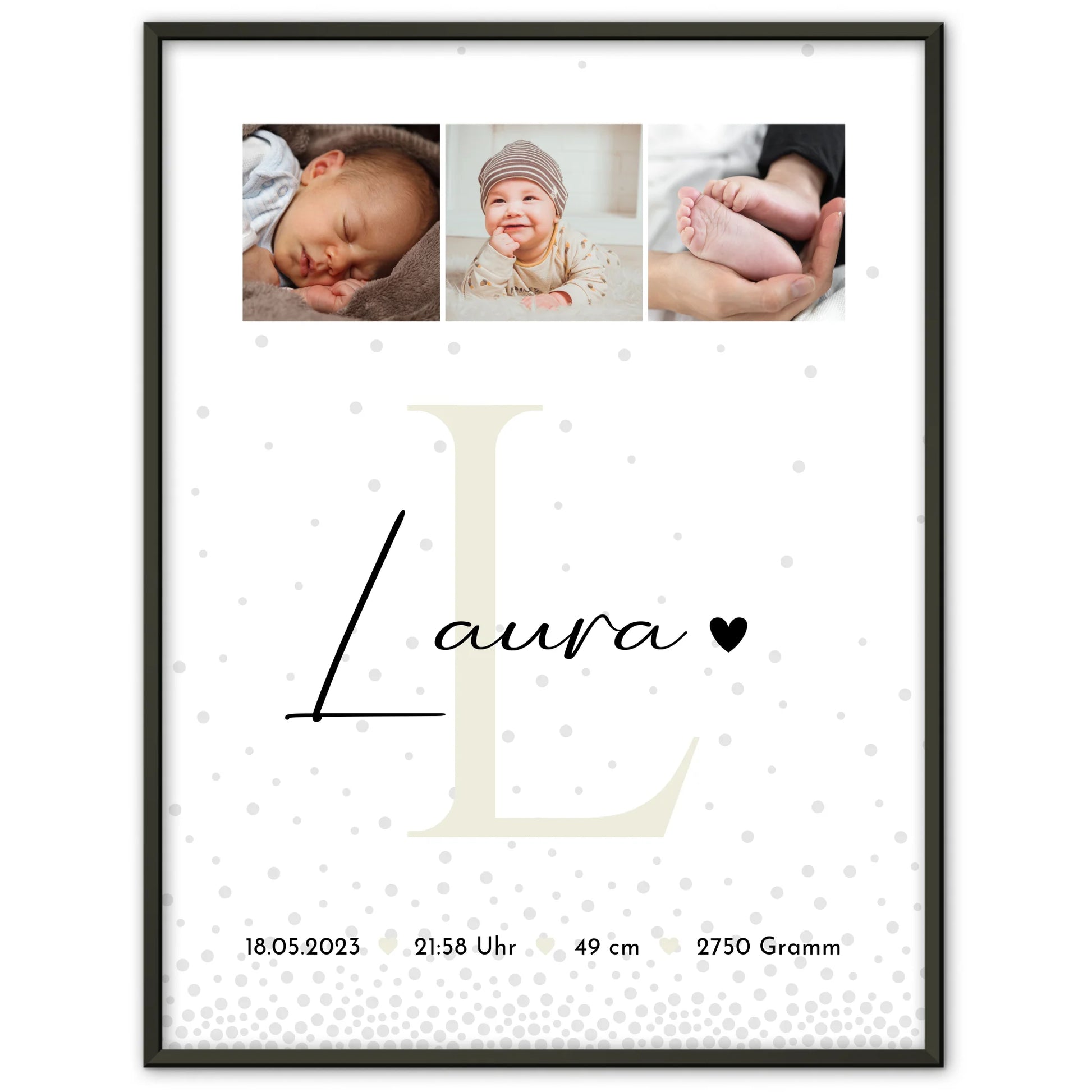 Poster Mit Geburtsdaten Baby Fotocollage Magic Rain Muster personalisiertes Geschenk 1