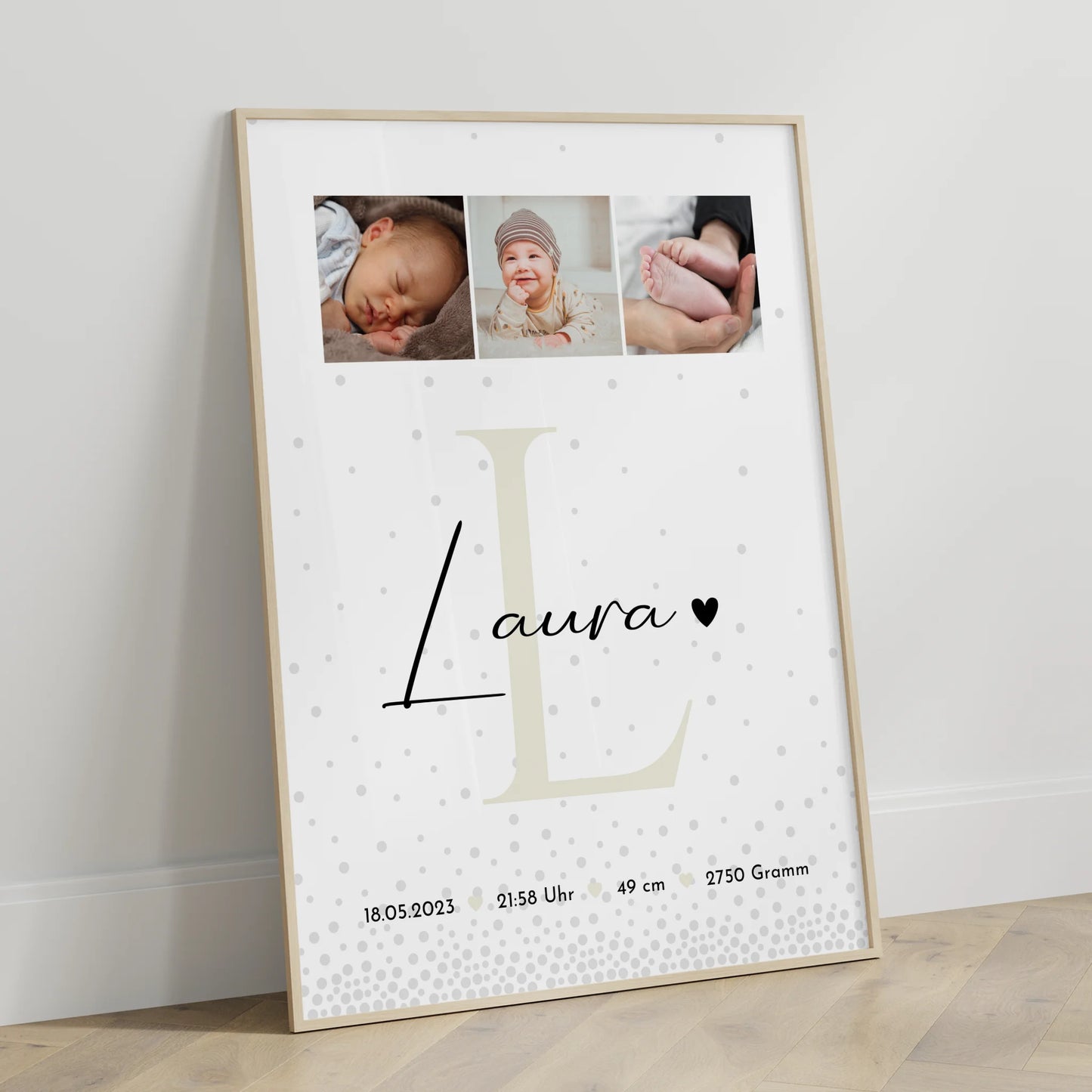 Poster Mit Geburtsdaten Baby Fotocollage Magic Rain Muster personalisiertes Geschenk 3