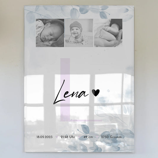 Foto Acrylglas Geburt Baby 5 Fotos Geburtsdaten Black and White Poster 1