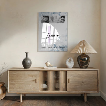 Foto Acrylglas Geburt Baby 5 Fotos Geburtsdaten Black and White Poster 5