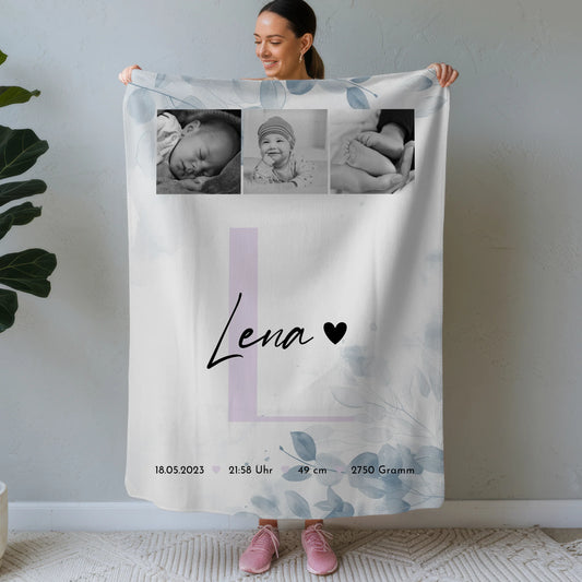 Krabbeldecke Mit Namen Und Geburtsdatum Baby 5 Fotos Geburtsdaten Black White 1