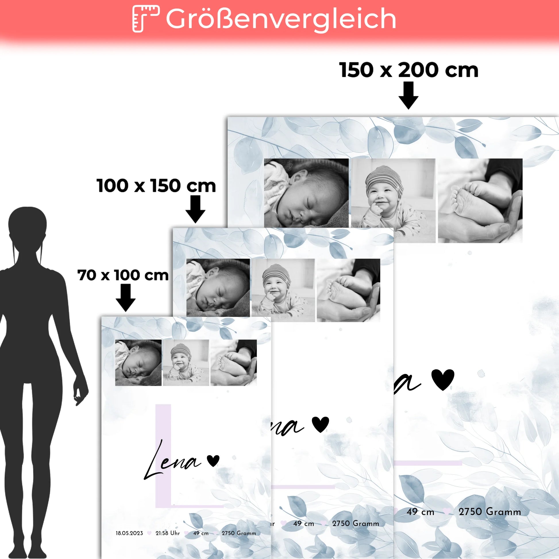 Krabbeldecke Mit Namen Und Geburtsdatum Baby 5 Fotos Geburtsdaten Black White 5