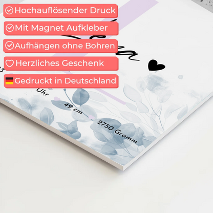 Fotoboard Magnet Poster Geburt Baby 5 Fotos Geburtsdaten Black and White 4