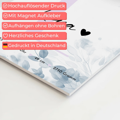 Fotoboard Magnet Poster Geburt Baby 5 Fotos Geburtsdaten Black and White