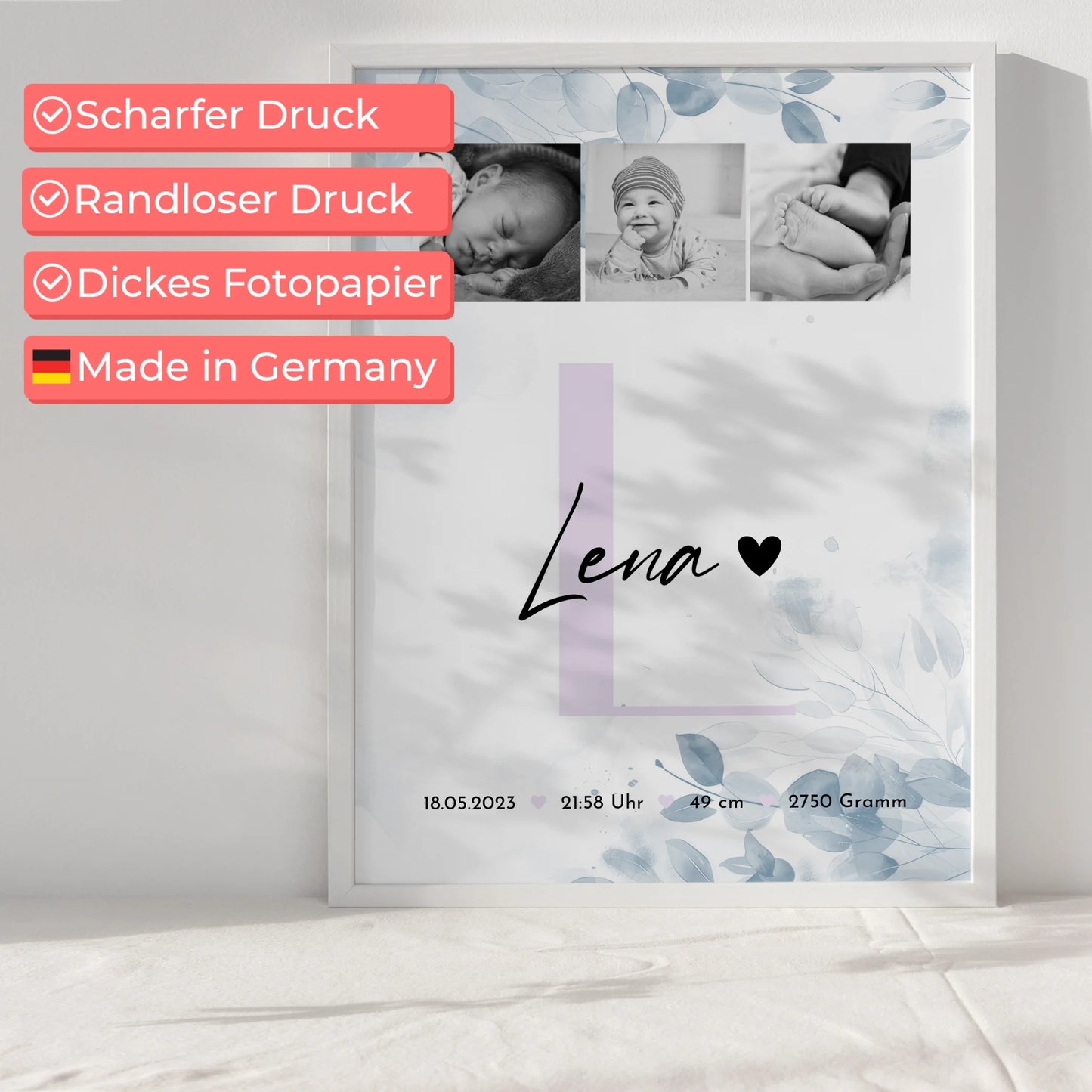 Poster Geburtsdaten Geburt Baby 5 Fotos Geburtsdaten Black and White 6