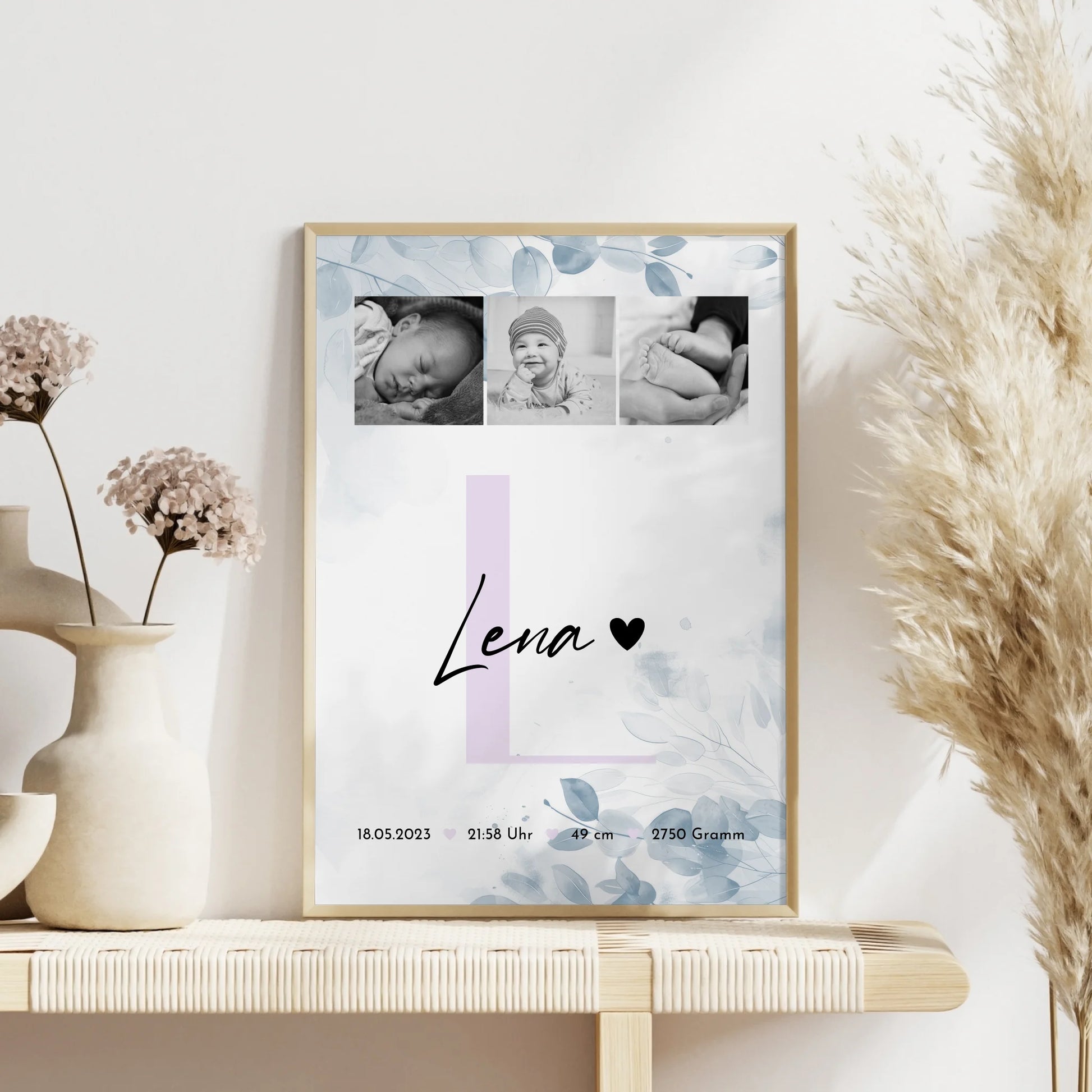 Poster Geburtsdaten Geburt Baby 5 Fotos Geburtsdaten Black and White 4