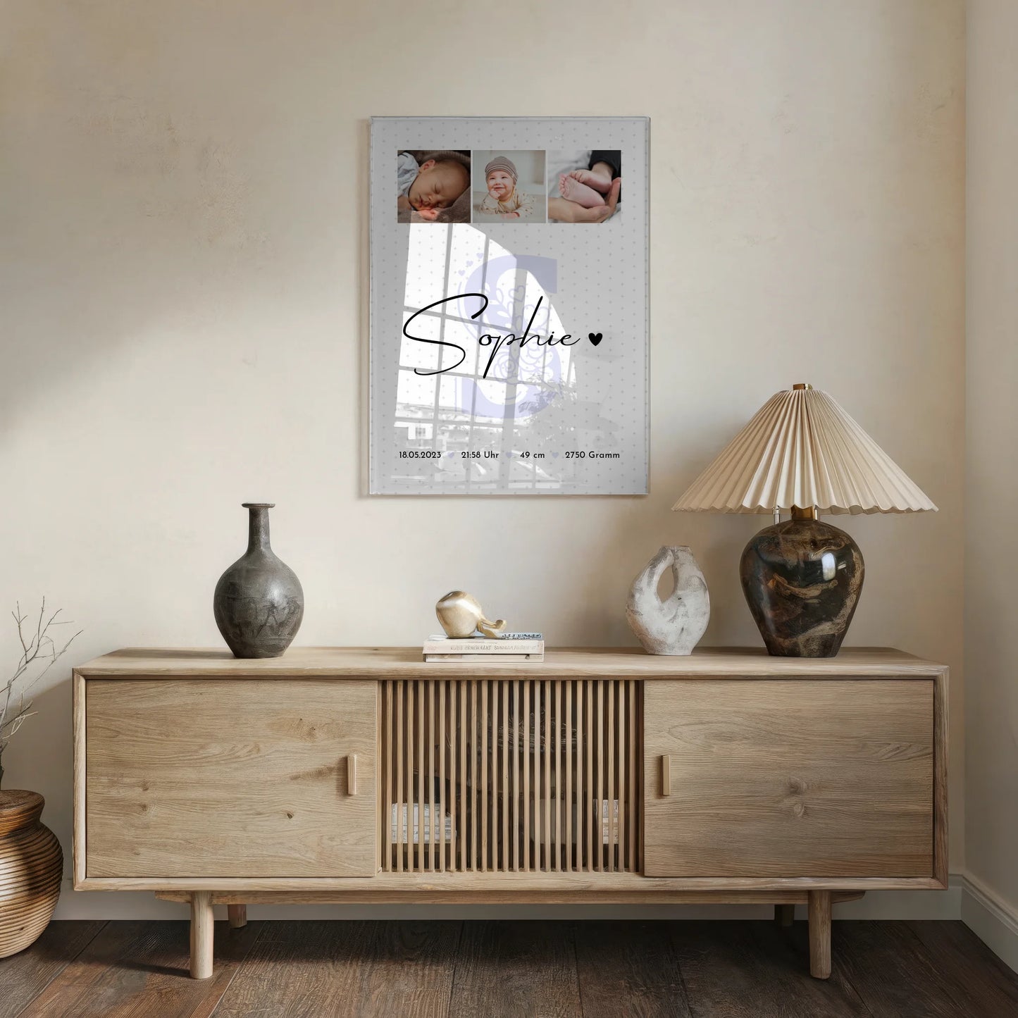 Acrylglas Mit Foto zur Geburt Baby Geburtsdaten Fotos Sternchen Klein Muster personalisiert 5