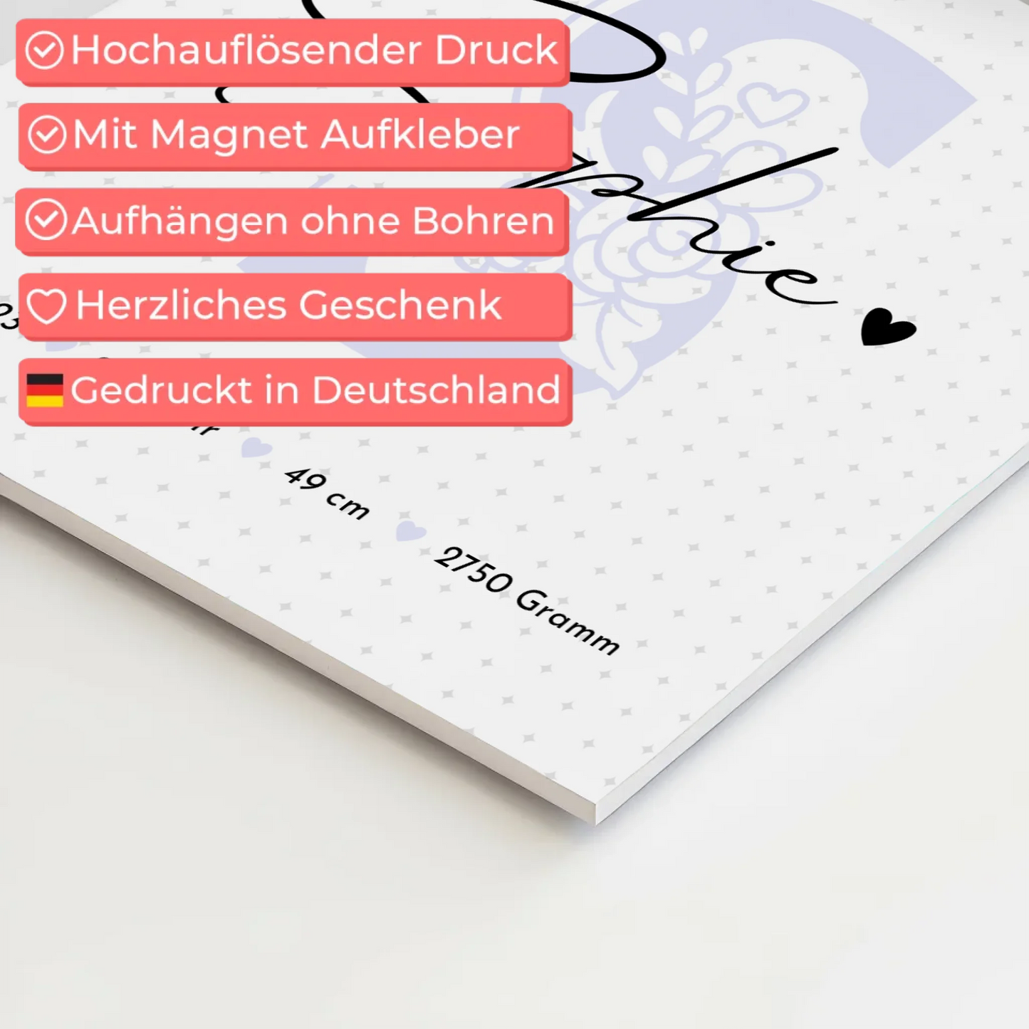 Fotoboard Magnet Poster zur Geburt mit Baby Geburtsdaten Fotos Sternchen Klein Muster 10