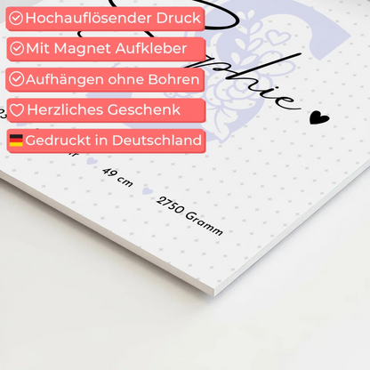 Fotoboard Magnet Poster zur Geburt mit Baby Geburtsdaten Fotos Sternchen Klein Muster 10