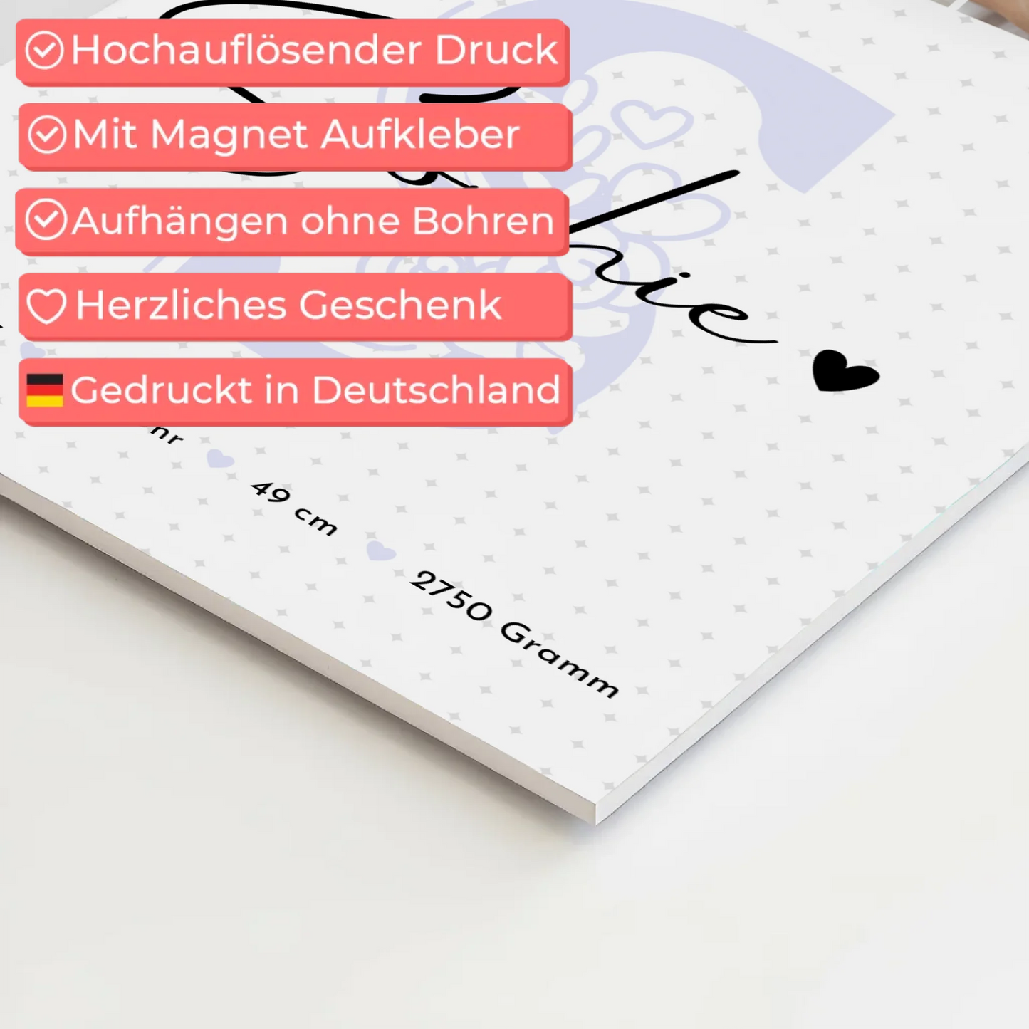 Fotoboard Magnet Poster zur Geburt mit Baby Geburtsdaten Fotos Sternchen Klein Muster