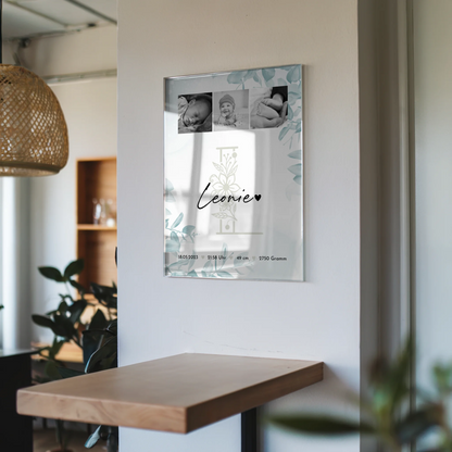 Acrylglas mit Foto zur Geburt - Baby-Fotocollage mit Geburtsdaten im Schwarz-Weiß-Design 6