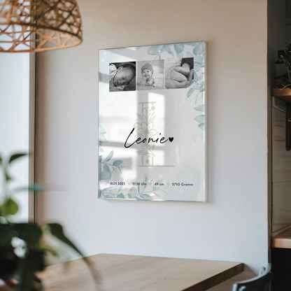 Acrylglas mit Foto zur Geburt - Baby-Fotocollage mit Geburtsdaten im Schwarz-Weiß-Design 4